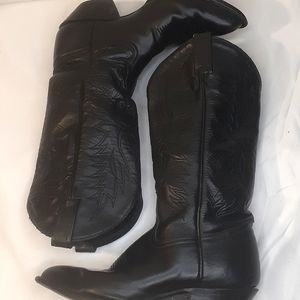 Black Leather Cowboy Boots